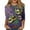 #+001Green, variant on Hogleaql Mardi Gras Shirts for Women 3/4 Length Sleeve Crew Neck Lightweight Top Carnival Mask Prints Pullover Dressy Soft Shirt Oversized Blouses Dark Purple XL
