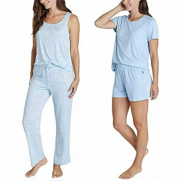 Eddie Bauer Ladies' 4-Piece Pajama Set (Blue, Extra Small)