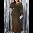 thumbnail image 4 of Vestido de Noche para Mujer, con Purpurina, Larga, Escote en V, Ajustado, Formal, con Lentejuelas, Talla Grande XXL, 4 of 8