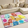 thumbnail image 2 of Coolnut Lightweight Soft Area Rugs, 80 x 58 inch（6'8" x 4'10"） Butterfly and Flower Floor Mat for Kids Playing Room Hardwood Floor Living Room Nursery Rugs, 2 of 6