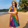 thumbnail image 4 of Disketp Colorful Parrot Jungle Dream A para Vestido de Manga Corta para Mujeres, Vestidos de Verano para Mujeres, Casual y Holgado para la Playa, 4 of 6