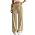 thumbnail image 2 of Nestiefly Baggy Sweatpants for Women Fleece Wide Leg Low Rise Drawstring Pants Elastic Waist Fall Winter Joggers Sweat Shirts Khaki XL, 2 of 10