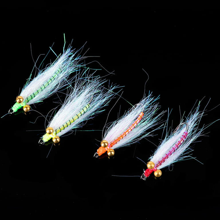 Goture 4pcs Clouser Minnow Fly Fishing Flies Assortment Kit Streamers Fly Flies Hook Size 4#-14#, Great for Bass, Trout, Panfish, Size: 8#-4PCS