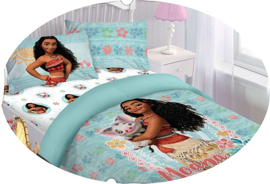 MOANA FLORAL BED SOFT COMFORTER SET DISNEY MOVIE CARTOONS COLLECTION 