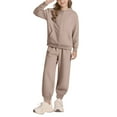 thumbnail image 2 of QBABYOO Girls 2 Piece Tracksuit Set Fall Color Block Sweatsuit Girls Sweatsuit 2T Girl Clothes Toddler Jogger Set Long Sleeve Checkered Sweatshirts+Sweatpants, Khaki 5-6Y, 2 of 9
