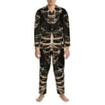 thumbnail image 3 of Fuzoiu Cyber Skeleton With Tattoos Print Men's Long-Sleeved Pajama,Lounge Button Down Nightwear,Mens Notch Collar Pajama Set -X-Large, 3 of 7