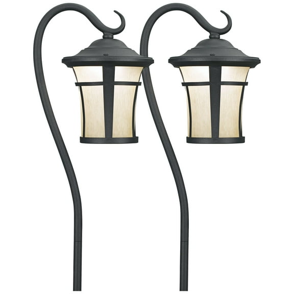 John Timberland Carriage 23" High Mission Outdoor Landscape Path Lights Porch House Set of 2 LED Bulb Textured Black Finish
