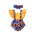 thumbnail image 1 of Diconna Baby Girl Summer Clothes Set Sleeveless Sunflower One Piece + Turban, 1 of 6