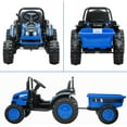 thumbnail image 7 of Historyli 12V Electric Ride on Tractor with RC Dump Trailer, 35w Dual Motors, Parent Remote Control, Safety Belt & LED Lights,Ride on Toys for Ages 37+ Months,Blue, 7 of 7