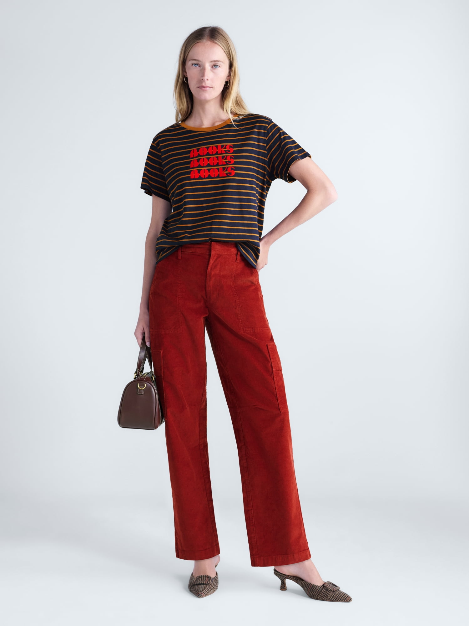 Free Assembly Women's and Women's Plus High Rise Cropped Corduroy Cargo Barrel Pants, Reg and Short Inseam, Sizes XS-4X