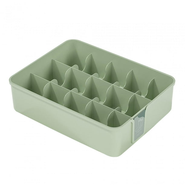 Estuche para guardar calcetines y ropa interior, divisores portátiles que ahorran espacio, contenedores para guardar lencería. 15 rejillas verde
