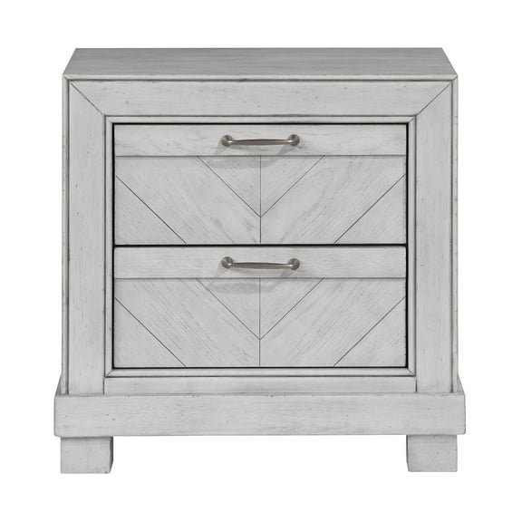 Steve Silver Montana Rustic Nightstand with Two Drawers and Chevron Design, Gray