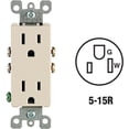 thumbnail image 3 of Enchufe Dúplex Decora Leviton S06-05325-0TS, color almendra claro, 15 A, 125 V, 3 of 5