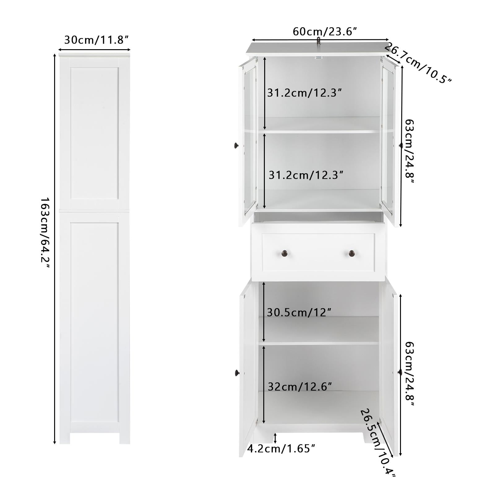 Ktaxon Bathroom Cabinet with 4 Doors 1 Drawer, Large Storage Organizer w/ 2 Adjustable Shelves for Office Living Room, White