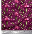 thumbnail image 1 of Soimoi Silk Fabric Leaves & Floral Artistic Print Fabric by Yard 42 Inch Wide, 1 of 3