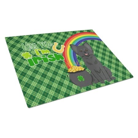 

Longhaired Black Chihuahua St. Patrick s Day Glass Cutting Board Large 12 in x 15 in