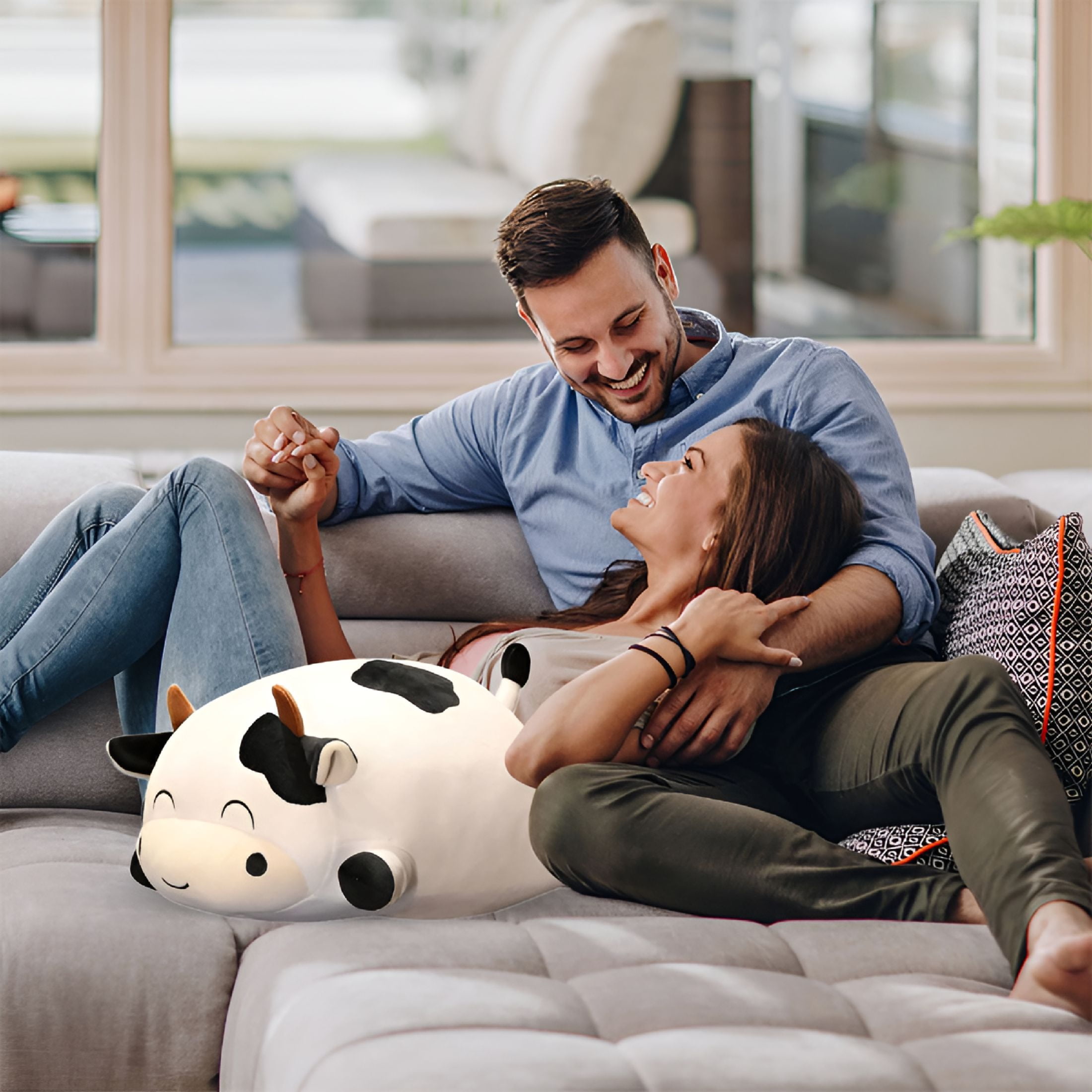 CYFW 2026 New Weighted Plush Cow Pillow 13.8In Animals Series Cute Cow Plushie Dolls for Boys and Girls for Kids,Home,Nap