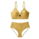 thumbnail image 4 of Tankini para mujer, traje de baño liso con escote en V, hueco, cintura alta, texturizado, plisado, dividido, dos piezas, tankini, 2 piezas, trajes de baño para mujer, tankinis, 4 of 4
