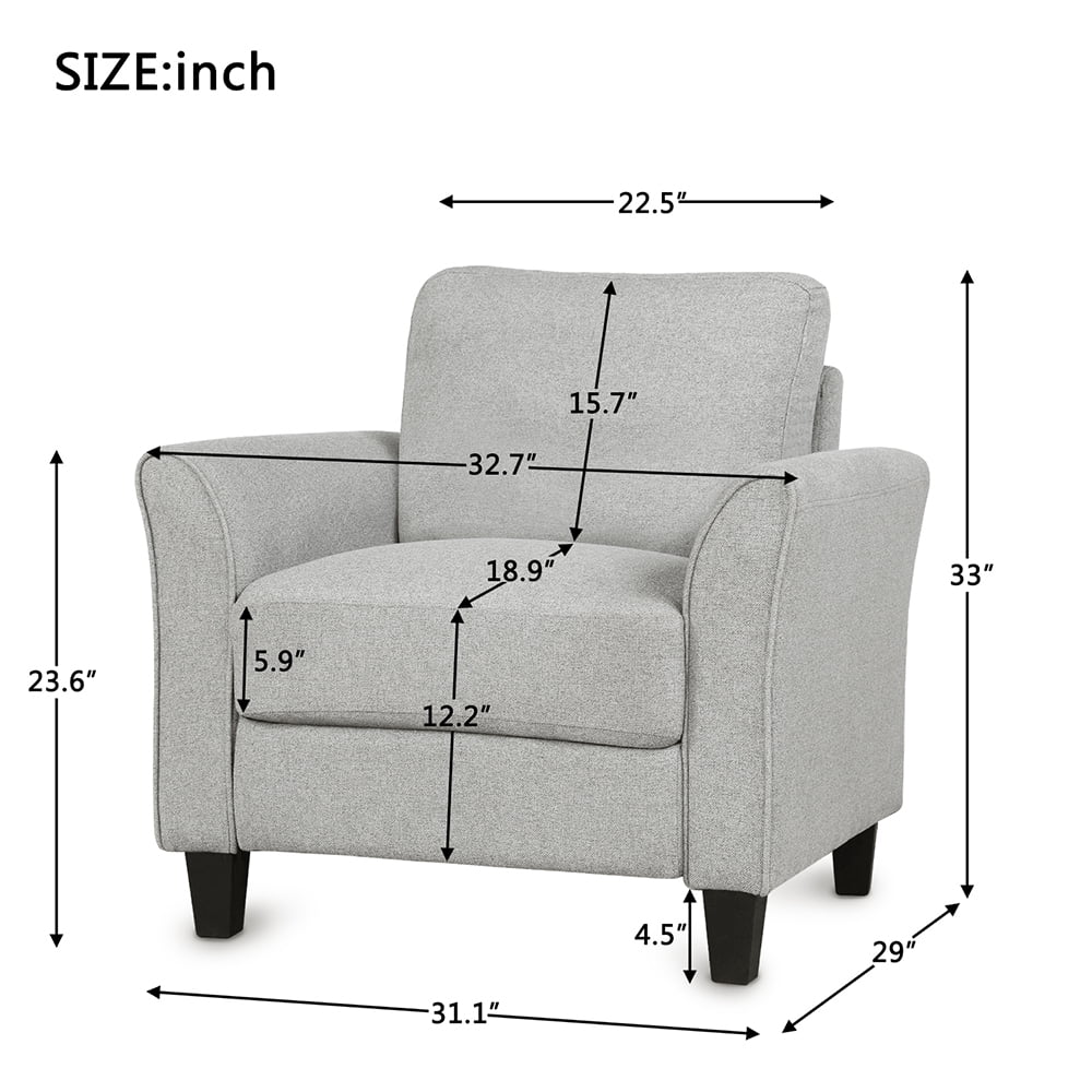 Lowestbes Single Couch, Armrest Sofa Single Chair Sofa, Living Room Furniture Fabric Couch for Adult, Light Gray Lowestbes Single Couch, Armrest Sofa Single Chair Sofa, Living Room Furniture Fabric Couch for Adult, Light Gray