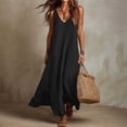 thumbnail image 5 of Women's Solid Color V-Neck Sleeveless Knit Sweater Dress, Lightweight Casual Midi, 5 of 9