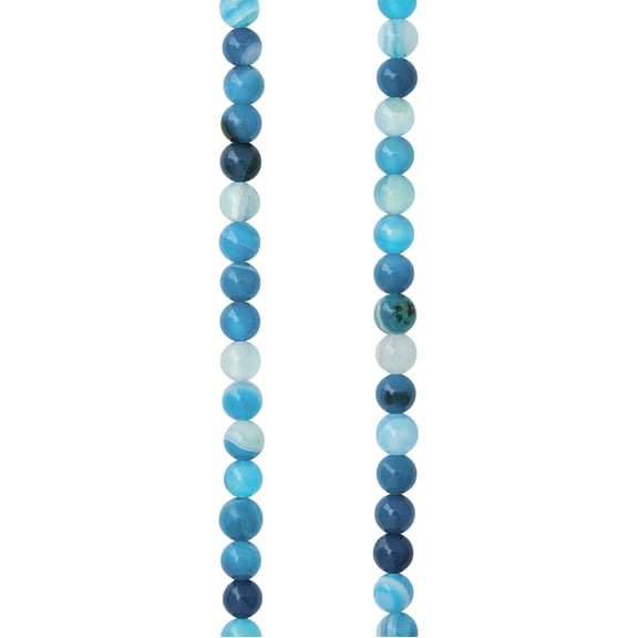 12 Pack: Blue Striped Agate Round Beads - 4mm by Bead Landing