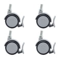 thumbnail image 1 of 4Pcs Caster Rubber Brake Wheels with M10 Thread Stem Furniture Swivel Accessories 2in, 1 of 14