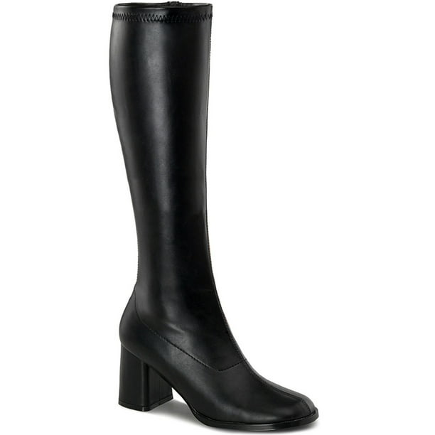 black high heel stretch boots