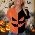 thumbnail image 4 of YDFCWXW Halloween Shirt for Women Shirt Funny Top Loose Fit V-Neck T-Shirt Short Sleeve Tee Gold, XL, 4 of 7