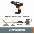 thumbnail image 5 of Worx WX108L 20V 1/2" Cordless Drill Driver Power Share - (Batteries & Charger Included), 5 of 10