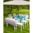 thumbnail image 4 of Outdoor Tablecloth with Umbrella Hole for Patio/Picnic/Party/Camping, Gray Teal Green Waterproof Table Cloth Rectangle Table Cover Washable, Modern Gradient Geometric 60"x 120", 4 of 7