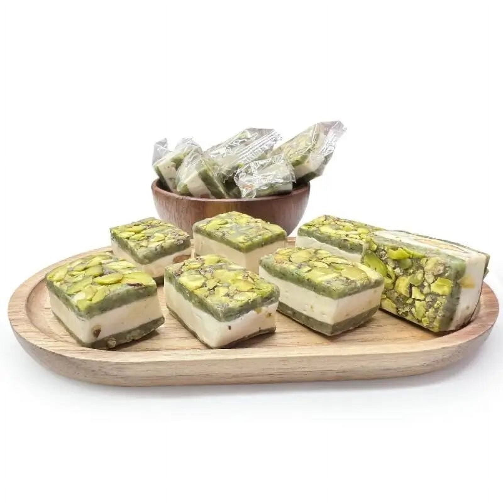 NY SPICE SHOP Square Pistachios Nougat - 3 Pound - Nougat Pistachio Bar - Traditional Pistachio Nougat Treat - Mediterranean Nougat with Pistachios - Nutty Nougat Delight