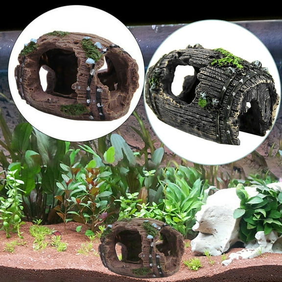 Walbest Aquarium Resin Artificial Broken Barrel Shape Fish Tank Ornament Landscaping Aquatics Decoration