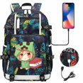 thumbnail image 1 of Minecraft Backpack Travel Bag with USB Student Bag, 1 of 5