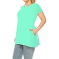 thumbnail image 2 of Women's Plus Size Casual Solid Short Sleeve Round Neck Tunic Tops with Side Pockets, 2 of 6