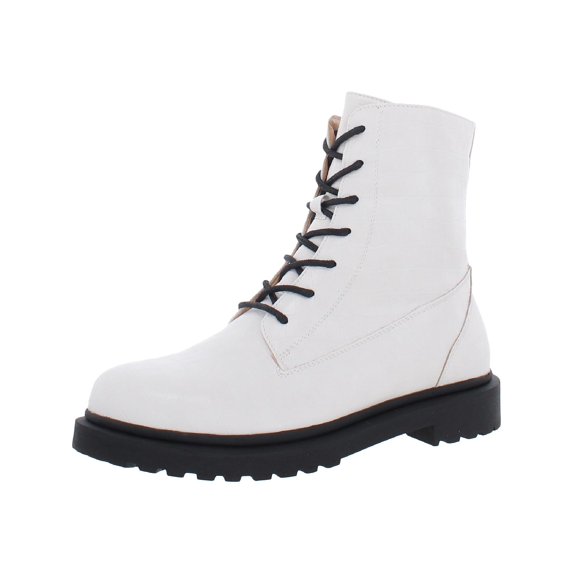 Journee Collection Womens Chandlerr Faux Leather Combat & Lace-up Boots