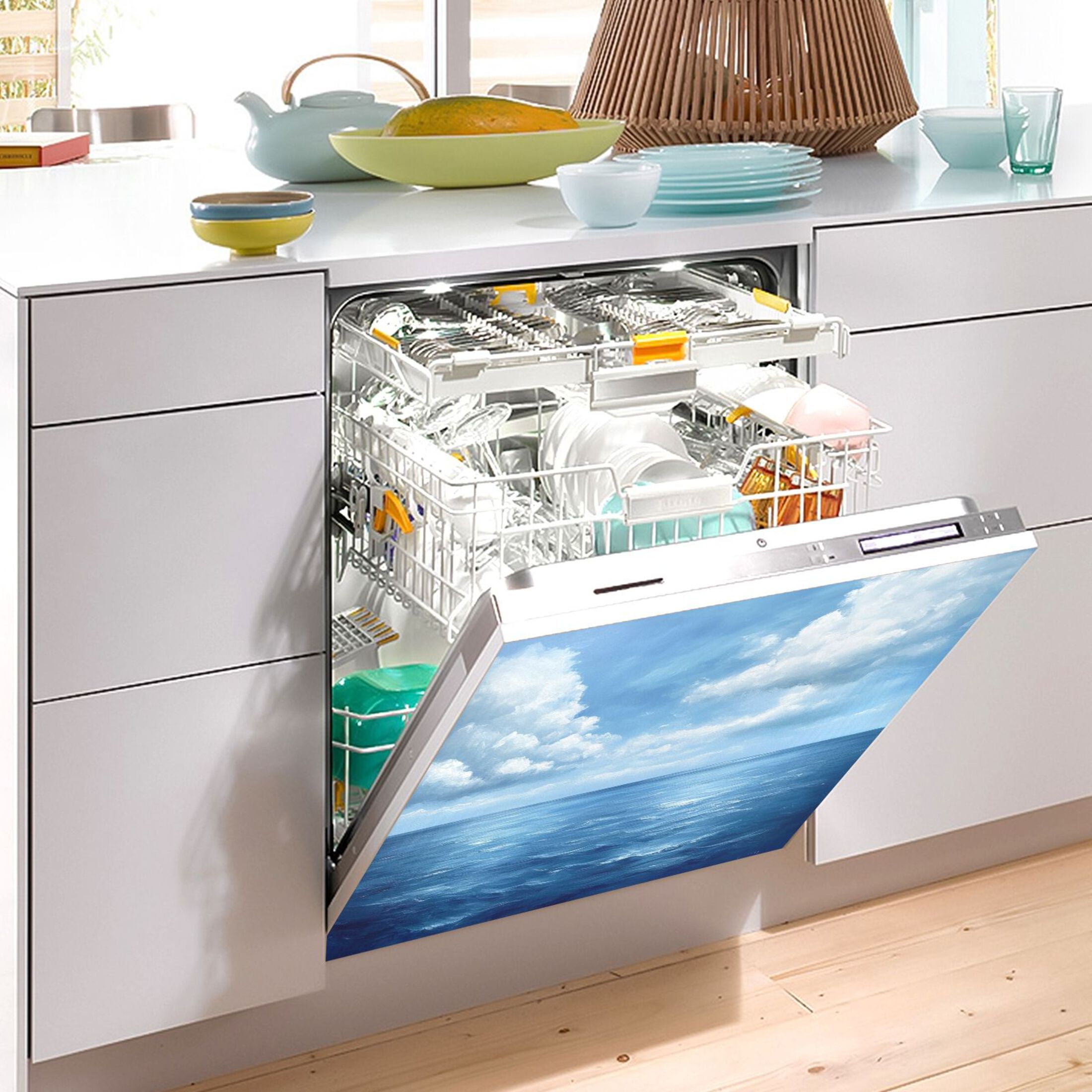 Dishwasher Magnetic Sticker 23x26 Inch Refrigerator Magnetic Sticker Washing Machine Magnetic Sticker Kitchen Panel Magnetic Sticker Home Decor Sea Of White Clouds