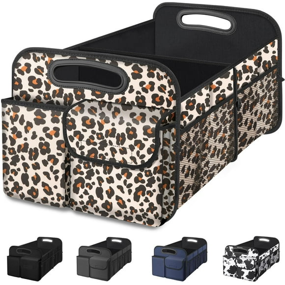 Organizador de maletero de coche Femular, impermeable y plegable, diseño de leopardo