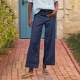 thumbnail image 5 of Cropped Linen Pants Women High Waisted Flare Wide Leg Capri Work Pants Business Casual Ankle Pants with Pockets, 2810 Limited Time, 5 of 6
