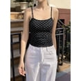 thumbnail image 2 of Women'S Cute Cropped Tank Tops Summer Polka Dots Y2K Going Out Basic Sleeveless Camisole Shirts Black XL, 2 of 7