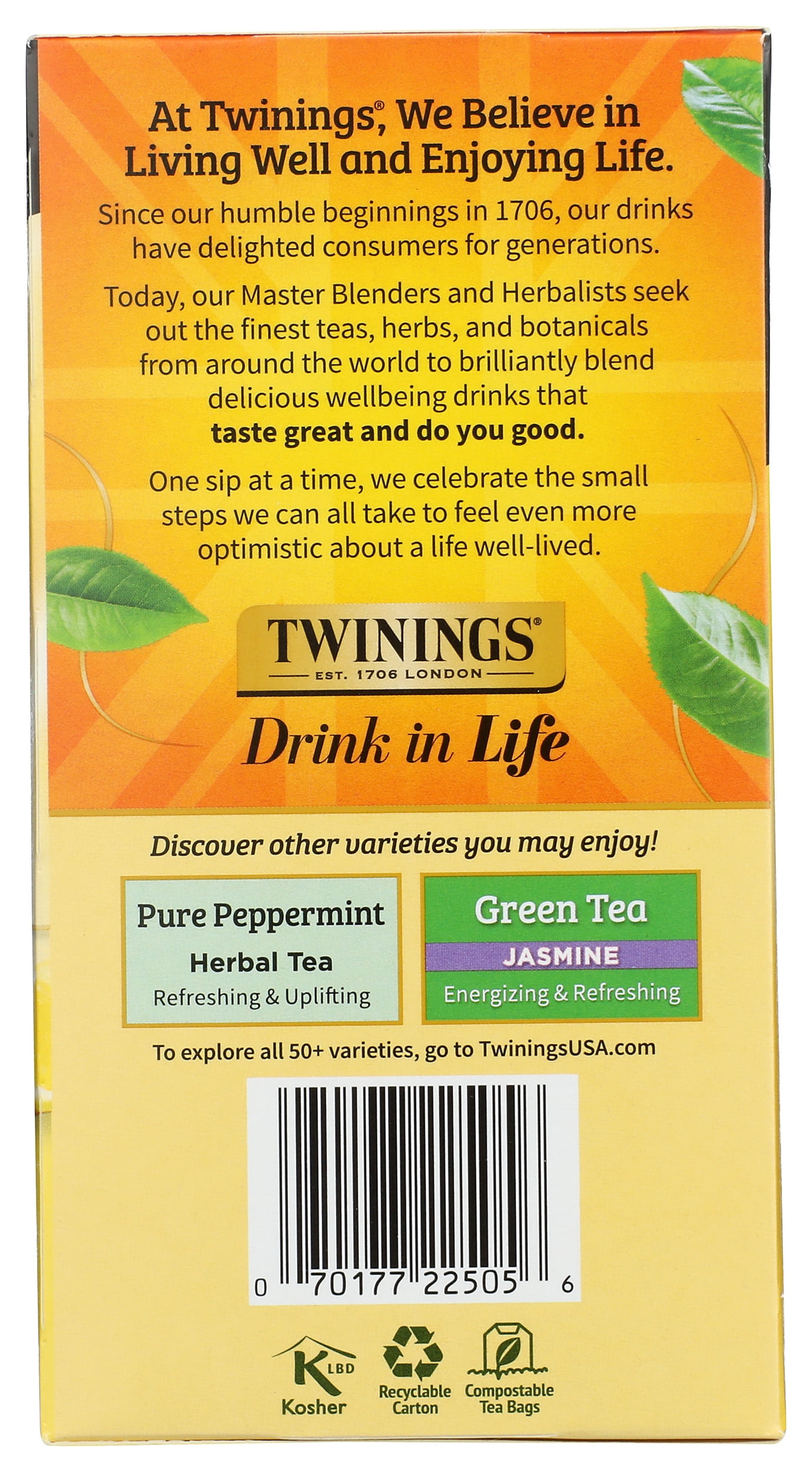 Pack of 6, Twinings of London Lemon & Ginger Herbal Tea, 2.6 oz