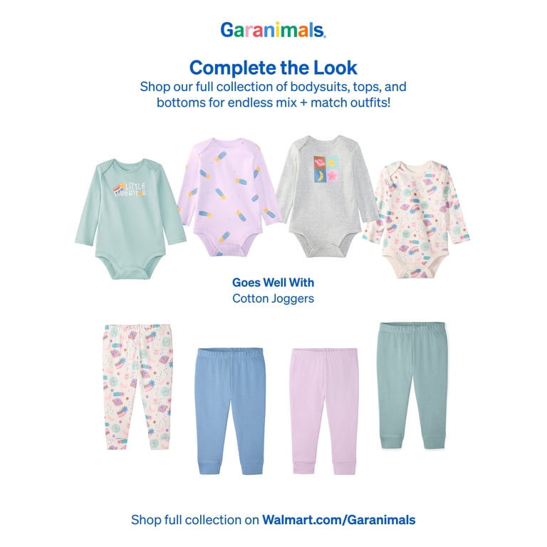 Garanimals 100% Cotton Long Sleeve Bodysuits, 4-Pack, 0-24M photo 8