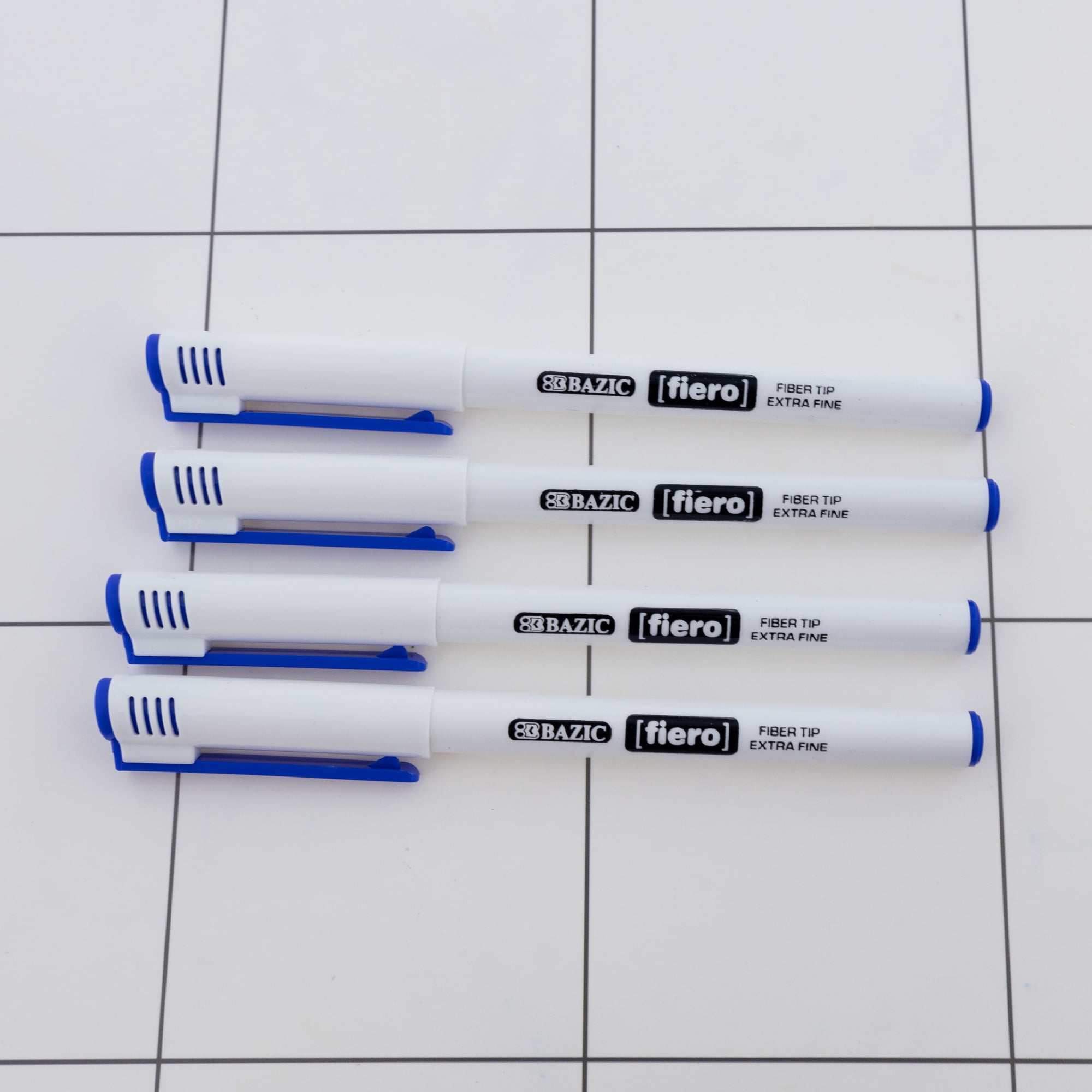 BAZIC Fiero Blue Fiber Tip Fineliner Pen, 0.4mm Extra Fine Tip (4/Pack), 24-Pack