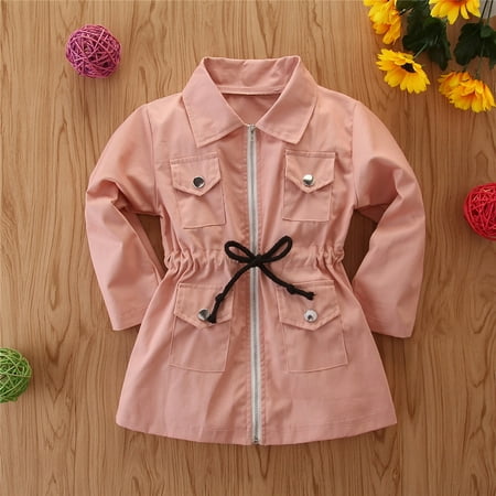

RPVATI Toddler Baby Girls Jacket Pockets Long Sleeve Coat Winter Zip Up Turndown Collar Outerwear 1Y-6Y