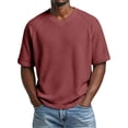 thumbnail image 1 of Ceisia Men's Relaxed Fit Waffle Knit V-Neck Short Sleeve Casual T-Shirts Gifts, 1 of 6