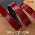 thumbnail image 6 of SUOSDEY Women Hollow Genuine Leather Belts with Pin Buckle,Fashion Casual Waist Belt for Jeans Dress Pants, 6 of 6
