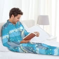 thumbnail image 6 of Vsdgher Dolphin Mens Pajama Set, Soft Warm Long Sleeve Sleepwear, Cozy Button-Down Pjs for Men-Medium, 6 of 7