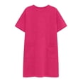 thumbnail image 4 of SAWOBUUN Womens Casual T-Shirt Dress Short Sleeve Crew Neck Loose Fit Mini Dress Summer Beach Sundress with Pockets, 4 of 6