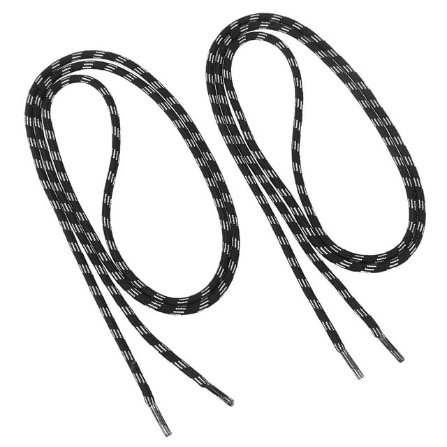 2 Pcs Lacets Plats de Rechange pour Chaussures de Sport Extérieures Jacquard Haute Densité Ronds pour Espadrilles Chaussures (Noir)