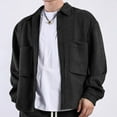 thumbnail image 3 of Sueded Shackets Jackets for Men with Pockets Long Sleeve Coats Mens Casual Solid Color Button-Down Collared Office Work Outerwear Shirts, 3 of 5