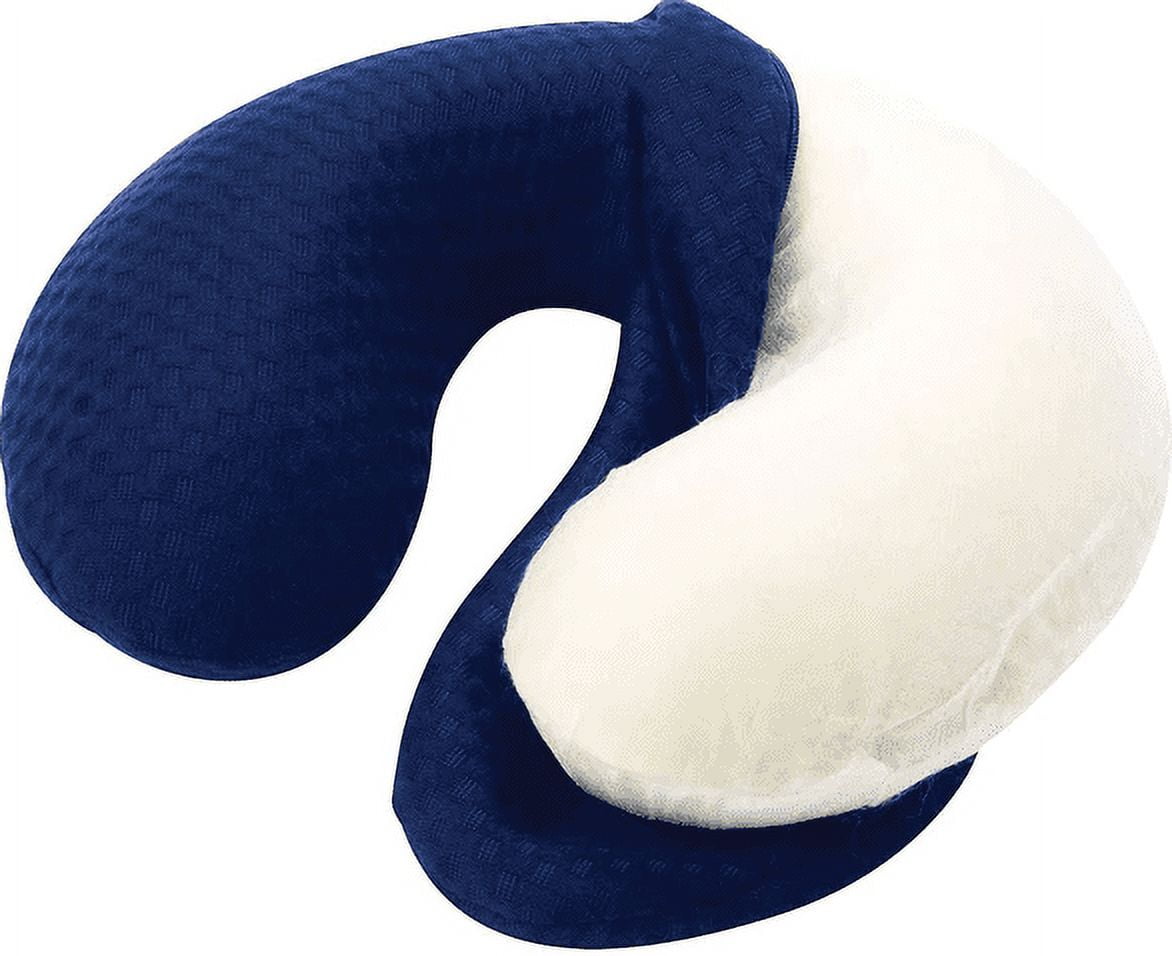 Carex Premium Quality Memory-Foam Travel Pillow for Neck Support, Relieves Pain, 0.9 lbs, Blue